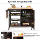 Kitchen Island Cart Rolling Serving Cart Wood Trolley-Brown