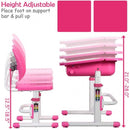 Kids Desk and Chair Set Children's Study Table Storage-Pink