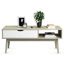 Coffee Cocktail Accent Table with Drawer and Storage Shelf-Gray