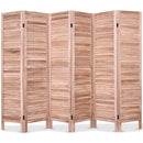 6 Panels Classic Venetian Wooden Slat Room Screen-Brown