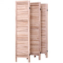 6 Panels Classic Venetian Wooden Slat Room Screen-Brown