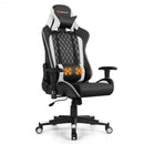 Massage Gaming Chair with Lumbar Support and Headrest-White