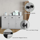 3 Drawers Sideboard Buffet Storage with Adjustable Shelves-Gray