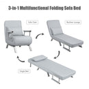 Folding 5 Position Convertible Sleeper Bed Armchair Lounge Couch with Pillow-Light Gray