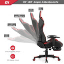 Massage Gaming Chair with Footrest-Red