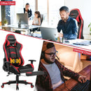 Massage Gaming Chair with Footrest-Red