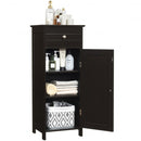 Wooden Storage Free-Standing Floor Cabinet with Drawer and Shelf-Brown