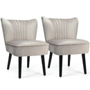 Set of 2 Armless Upholstered Leisure Accent Chair-Brown