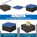 5 Pcs Patio Rattan Sofa Set with Cushion and Ottoman-Navy