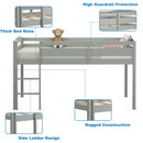 Wooden Twin Low Loft Bunk Bed with Guard Rail and Ladder-Gray