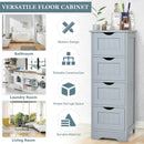 Floor Wooden Free Standing Storage Side Organizer for Bathroom-Gray