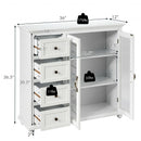 Buffet Sideboard Table Kitchen Storage Cabinet with Drawers and Doors-White