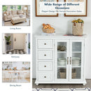 Buffet Sideboard Table Kitchen Storage Cabinet with Drawers and Doors-White