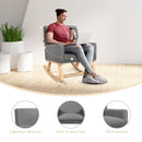 Massage Rocking Chair Upholstered Armchair with Lumbar Support-Gray