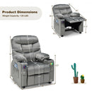 Adjustable Lounge Chair with Footrest and Side Pockets for Children-Gray