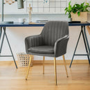 Accent Upholstered Arm Chair with Steel Gold Legs-Gray