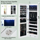Wall Mounted Full Screen Mirror Jewelry Cabinet Armoire wirth 6 LEDs-White