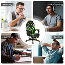 Computer Massage Gaming Recliner Chair with Footrest-Green