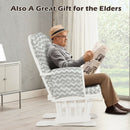 Solid Wood Gliding Chair Set with Pockets and Ottoman for Relaxing-Gray and White