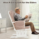 Solid Wood Gliding Chair Set with Pockets and Ottoman for Relaxing-Pink