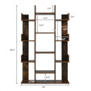 Bookshelf Tree-Shaped Bookcase with 13 Storage Shelf-Brown