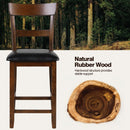 2Pcs Counter Height Chair Set with Leather Seat and Rubber Wood Legs