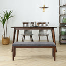 Upholstered Entryway Bench Footstool with Wood Legs
