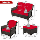 5PCS Patio Rattan Sofa Set with Cushion and Ottoman