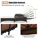 PE Rattan Chaise Lounge Chair Arm Chair Recliner Adjustable with Pillow