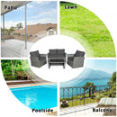 4 Pcs Patio Rattan Furniture Set Sofa Table with Storage Shelf Cushion-Gray