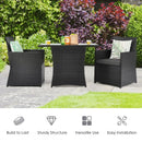 3 Pieces Patio Rattan Furniture Set with Cushion and Sofa Armrest-Gray