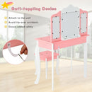 Kids Vanity Princess Makeup Dressing Table Chair Set with Tri-folding Mirror-Pink