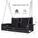2-Person Patio Rattan Porch Swing with Cushions-Black