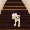 15 Pieces 30" x 8" Slip-resistant Soft Stair Treads Carpet-Brown