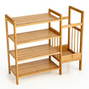 4-Tier Bamboo Shoe Rack Organiser with Umbrella Holder-Natural