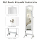 Mirrored Jewelry Cabinet Storage with Drawer and Led Lights-White