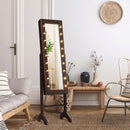 Mirrored Jewelry Cabinet Armoire Organizer w- LED lights-Brown