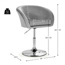 360 Degree Swivel Makeup Stool Accent Chair with Round Back and Metal Base -Gray