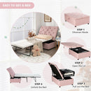 Folding Ottoman Sleeper Bed with Mattress for Guest Bed and Office Nap-Pink