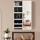 Wall Mounted Jewelry Full-Length Mirror Slide Cabinet Armoire-White