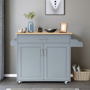 Rolling Kitchen Island Cart with Towel and Spice Rack-Gray