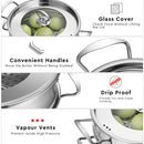 3-Tier Steamer Pot 304 Stainless Steel Steaming Cookware with Glass Lid