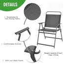 3 Pieces Outdoor Bistro Set with Folding Table and Chairs for Garden-Gray