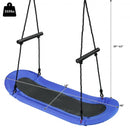 Saucer Tree Swing Surf Kids Outdoor Adjustable Oval Platform Set with Handle-Blue