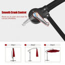10 Ft Solar LED Offset Umbrella with 40 Lights and Cross Base for Patio-Wine