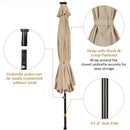 10' Solar LED Lighted Patio Market Umbrella Shade Tilt Adjustment Crank-Beige
