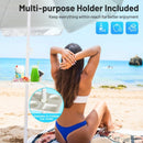 7.2 FT Portable Outdoor Beach Umbrella with Sand Anchor and Tilt Mechanism for  Poolside and Garden-Navy
