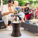 Height Adjustable Patio Rattan Cooler Bar Table-Brown