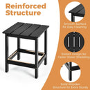 15" Patio Square Wooden Slat End Side Coffee Table for Garden-Black