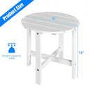 18" Patio Round Side Wooden Slat End Coffee Table for Garden-White